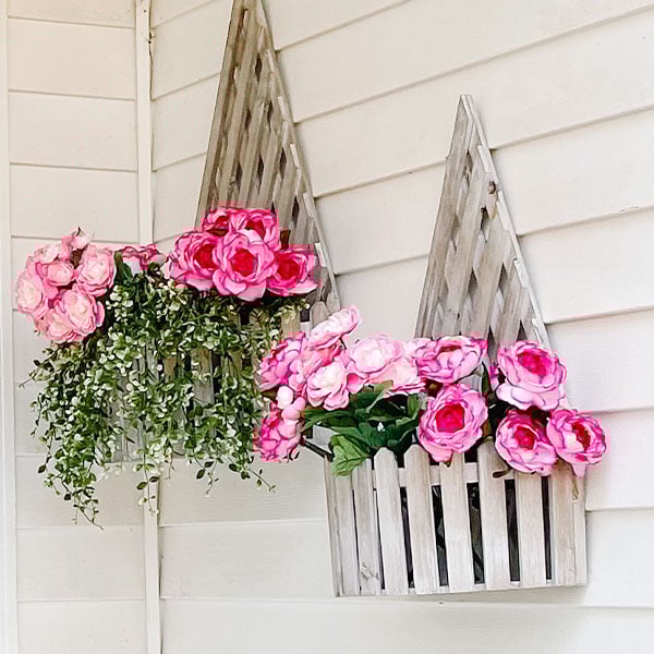 LARGE Wooden Lattice Planters, Set of 2