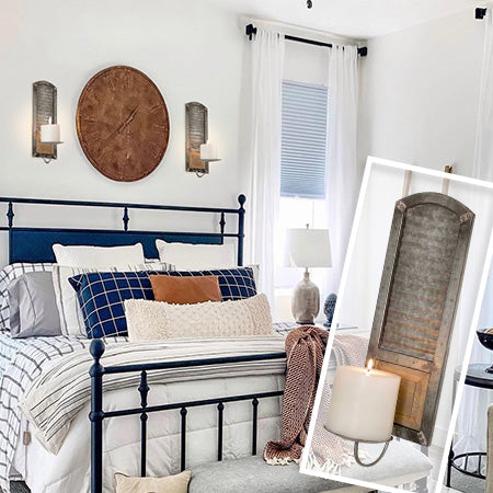 Metal Washboard Pillar Candle Sconce