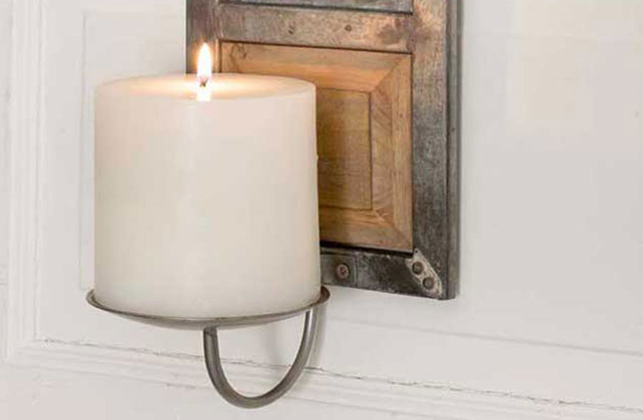 Metal Washboard Pillar Candle Sconce