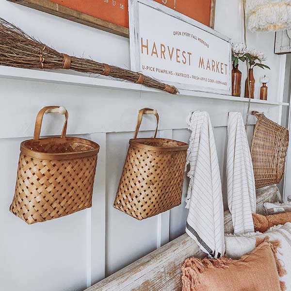 Woven Natural Hanging Baskets, Set of 2