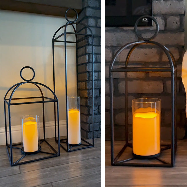 Forged-Iron Outdoor Lanterns, Set of 3