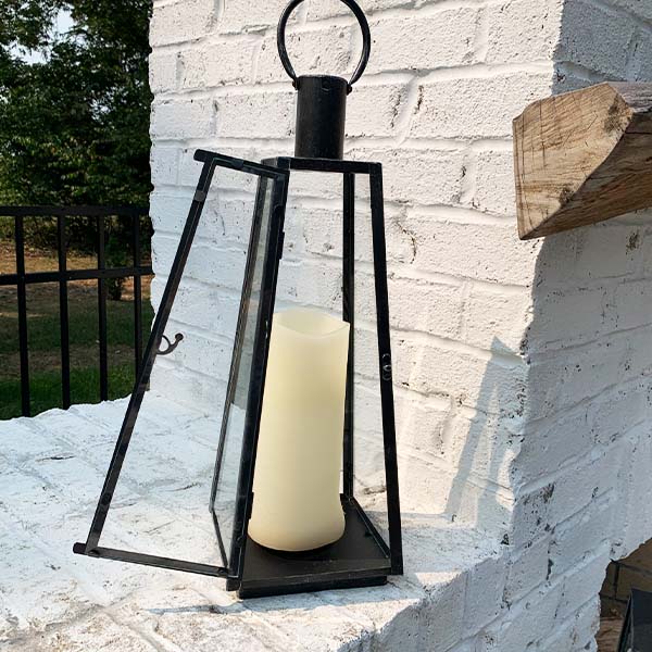 Geometric Iron Floor Lanterns, Set of 2