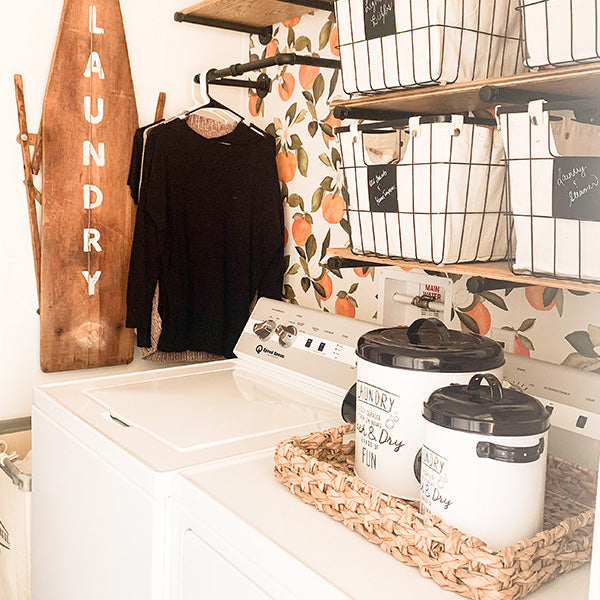 Metal Laundry Canisters with Scoops, Set of 2