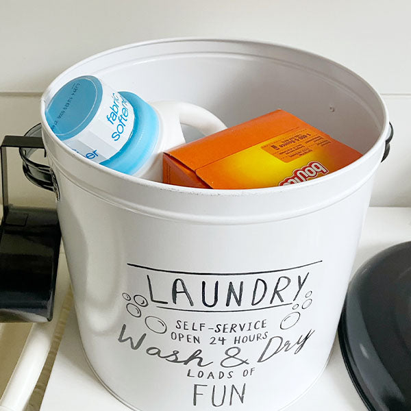 Metal Laundry Canisters with Scoops, Set of 2