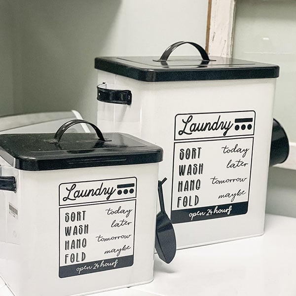 Laundry Detergent Powder Storage Tin Box With Scoop, Set of 2