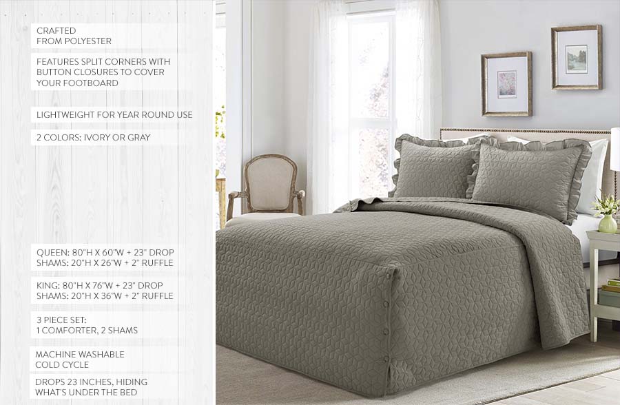 French Country Bedding 3-Piece Set, Pick Your Color