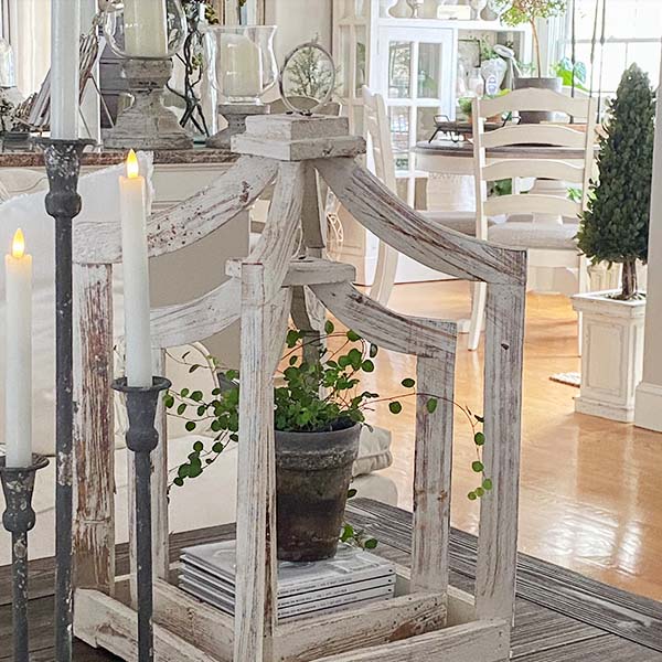 Handmade Wooden Open Framed Lanterns, Set of 2