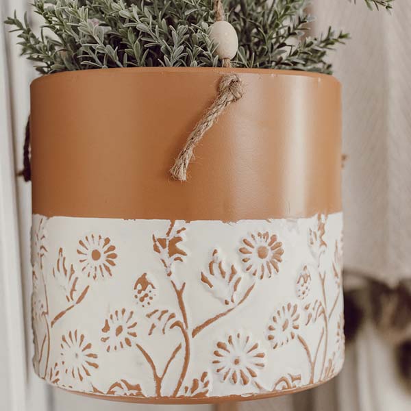 Floral Hanging Planter with Jute Rope