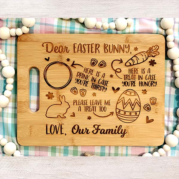 Dear Easter Bunny Bamboo Bread Board