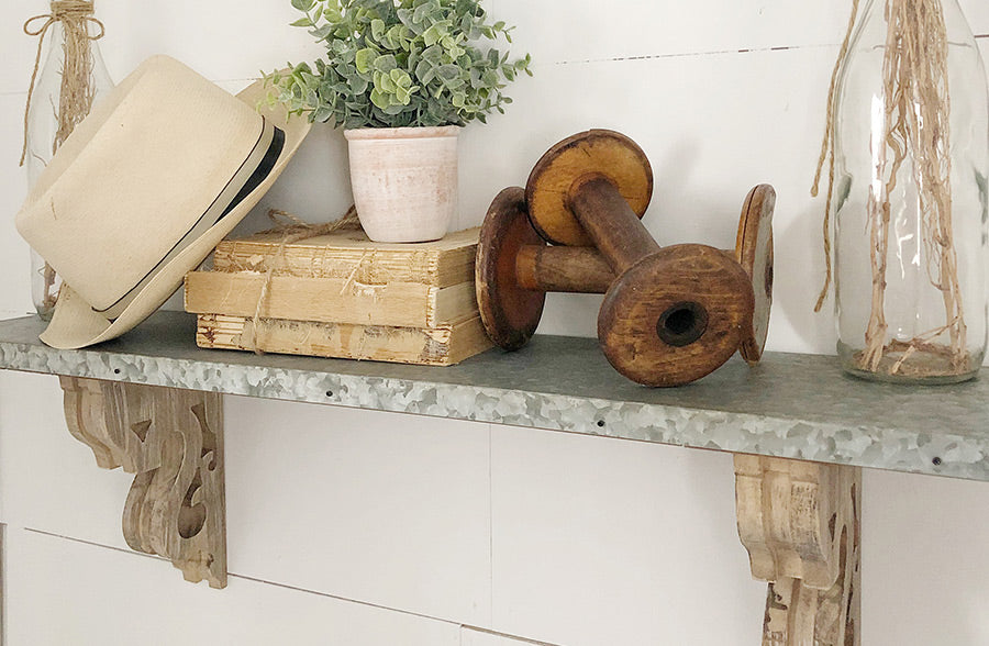Galvanized Metal and Corbel Shelf