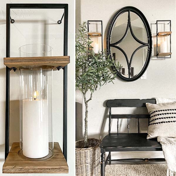 Metal Framed Hurricane Wall Sconce
