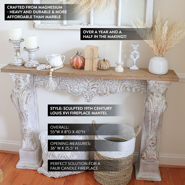 19th Century Louis XVI Inspired Fireplace Mantel | DES Exclusive