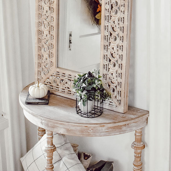 Whitewashed Demi Lune Table