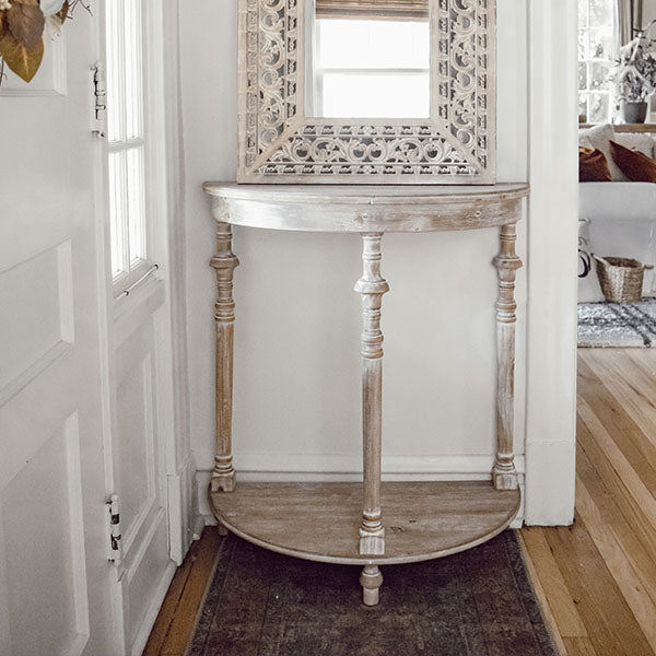 Whitewashed Demi Lune Table