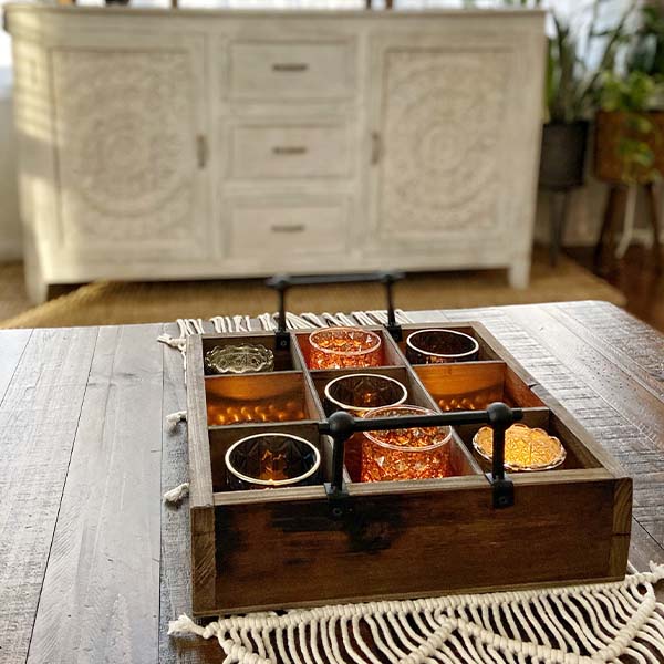 Wooden Caddy With 9 Cubbies