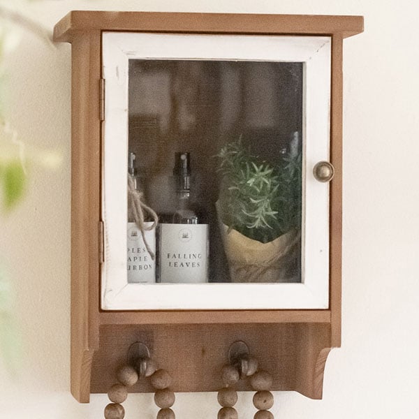 Two-Toned Wall Storage Cabinet with Hooks