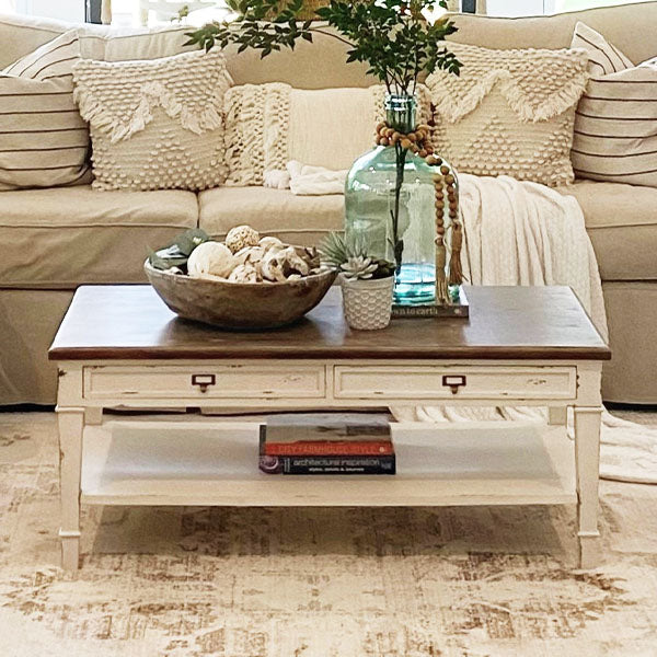 Traditional French Accent Coffee Table with Drawers