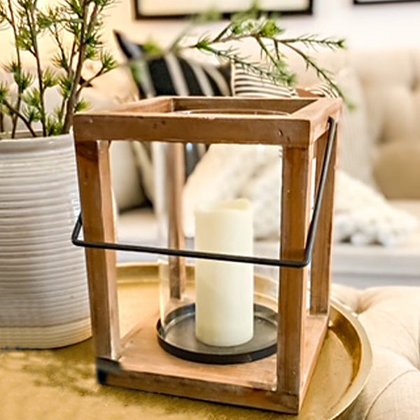 Geometric Wooden Candle Lantern