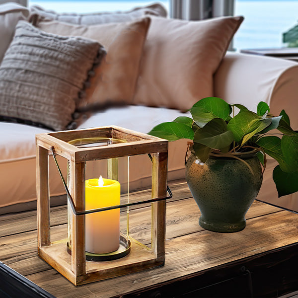 Geometric Wooden Candle Lantern