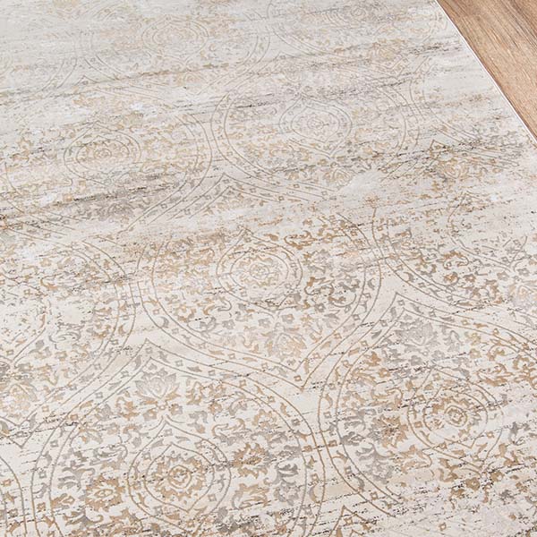 Erased Oriental Ivory Patterned Rug, Pick Your Size
