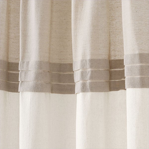 Farmhouse Faux Linen Colorblock Curtain Panel Set, Pick Your Color