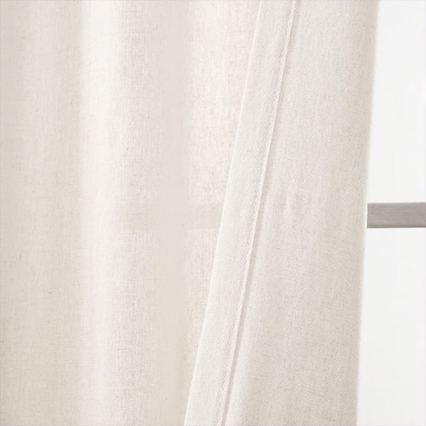 Farmhouse Faux Linen Colorblock Curtain Panel Set, Pick Your Color