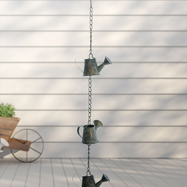 Distressed Watering Can Rain Chain, Pick Your Color