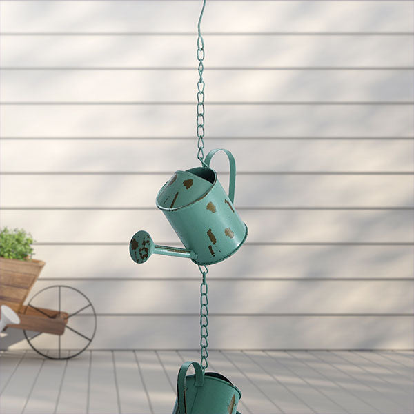 Distressed Watering Can Rain Chain, Pick Your Color