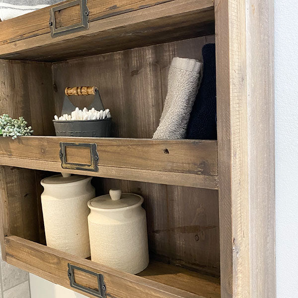 Old Fir Wood Hanging Cubbies with Hooks