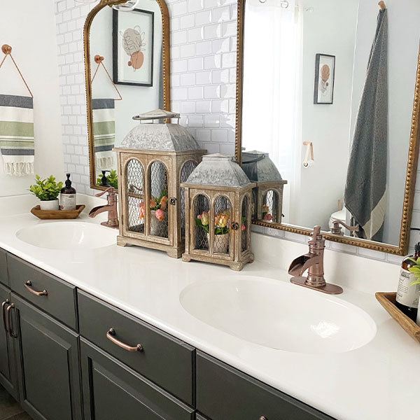 LARGE Chicken Wire Arched Wooden Lanterns, Set of 2