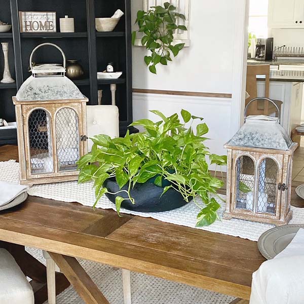 LARGE Chicken Wire Arched Wooden Lanterns, Set of 2