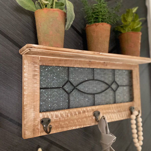 Glass Window Wall Hook Shelf