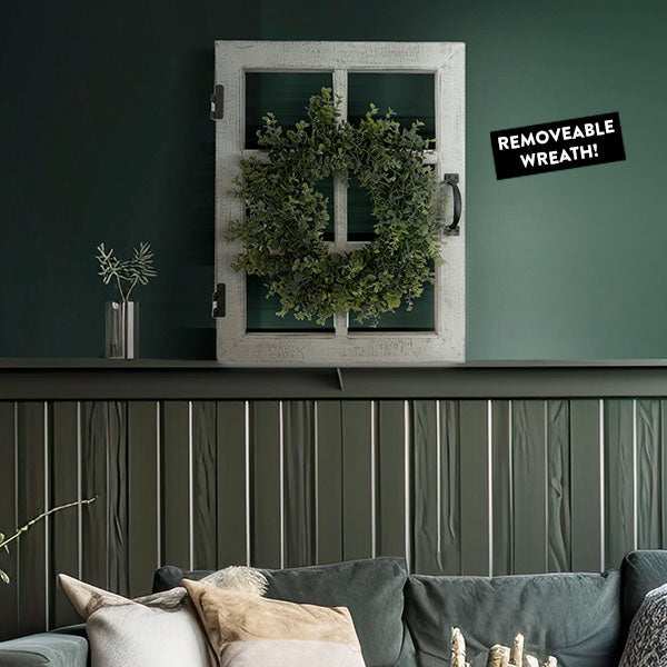 2-in-1 Hinged Dutch Window with Eucalyptus Wreath