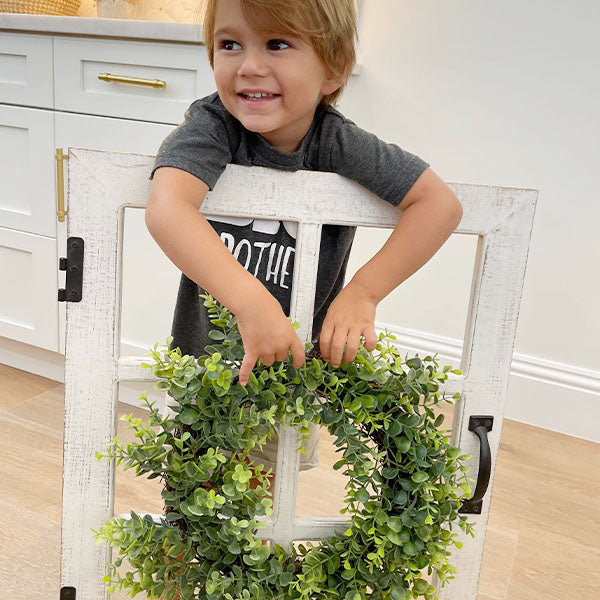 2-in-1 Hinged Dutch Window with Eucalyptus Wreath