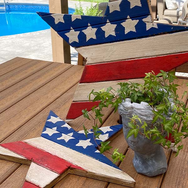 Large Patriotic Wooden Stars, Set of 2