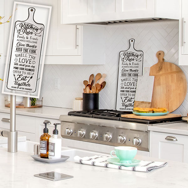 24 Inch Enamel Paddleboard Kitchen Rules Sign