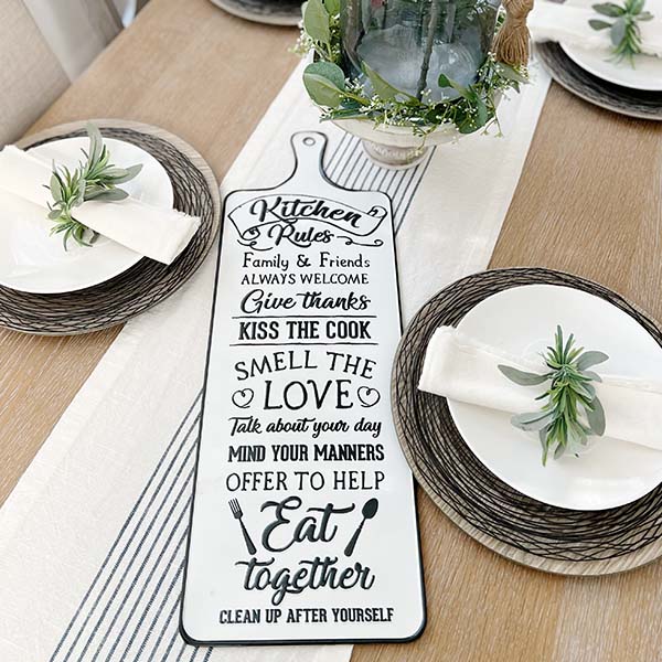 24 Inch Enamel Paddleboard Kitchen Rules Sign