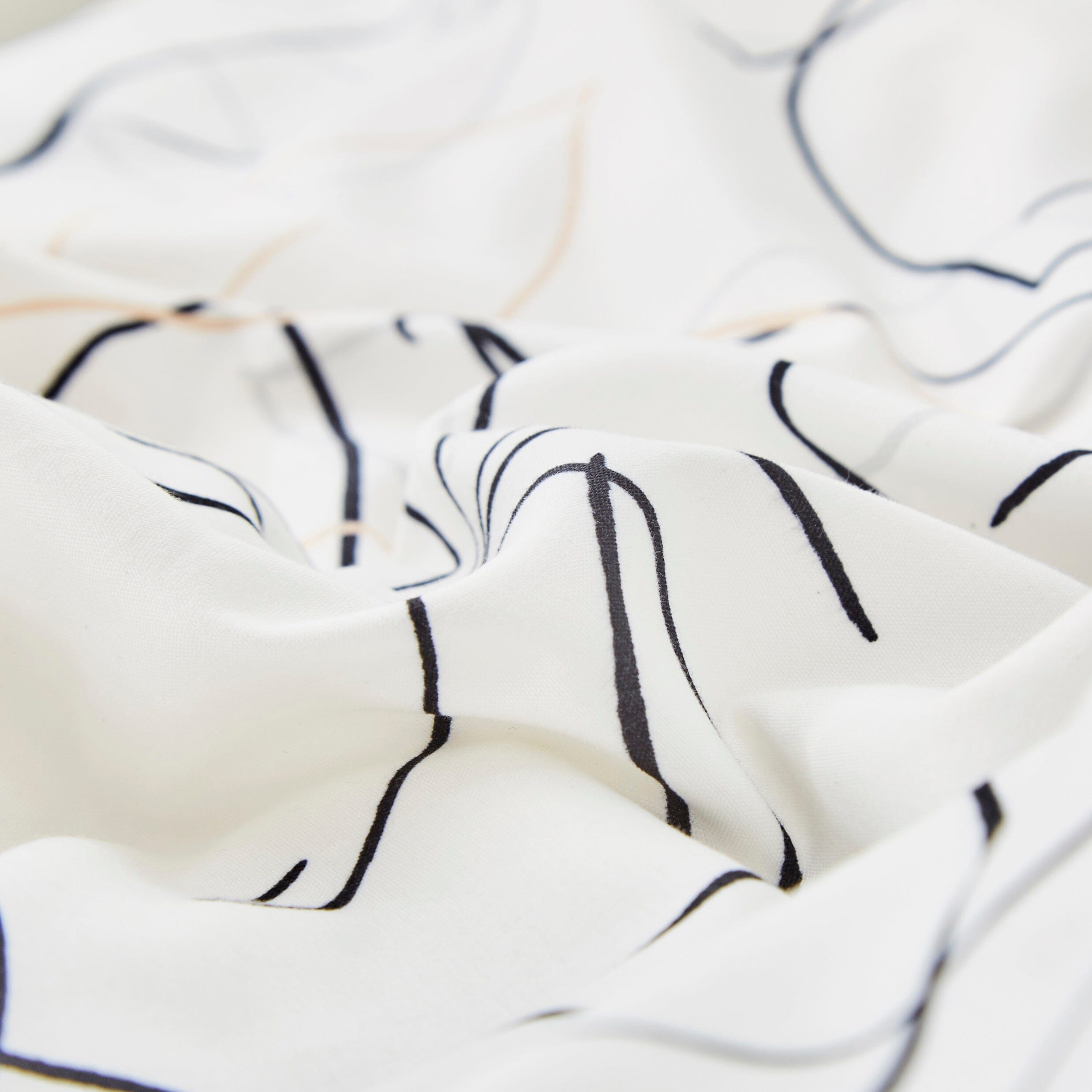 Modern Abstract Leaf Line Art Foliage White Grey Black Gold Reversible Duvet Cover