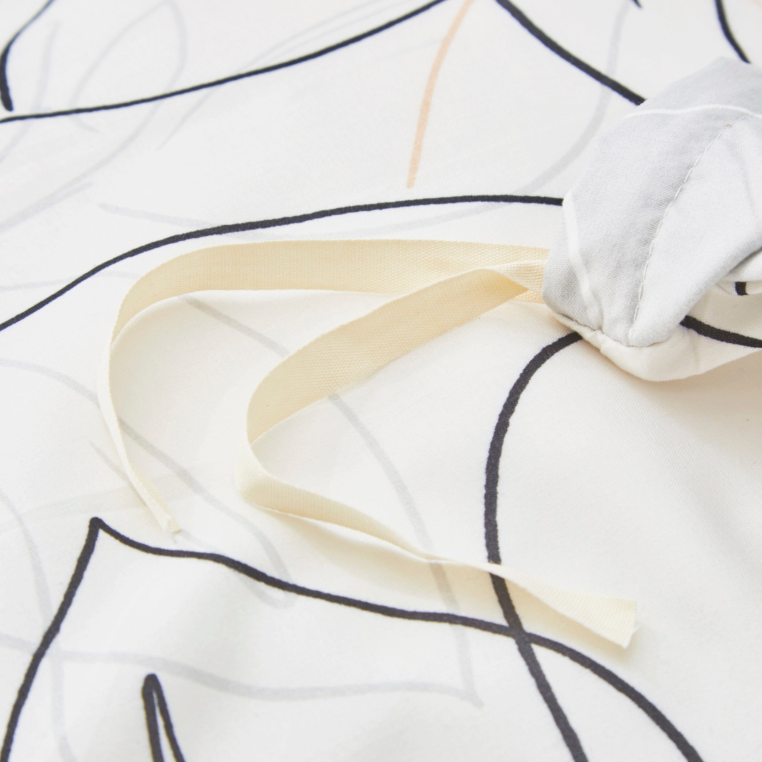 Modern Abstract Leaf Line Art Foliage White Grey Black Gold Reversible Duvet Cover