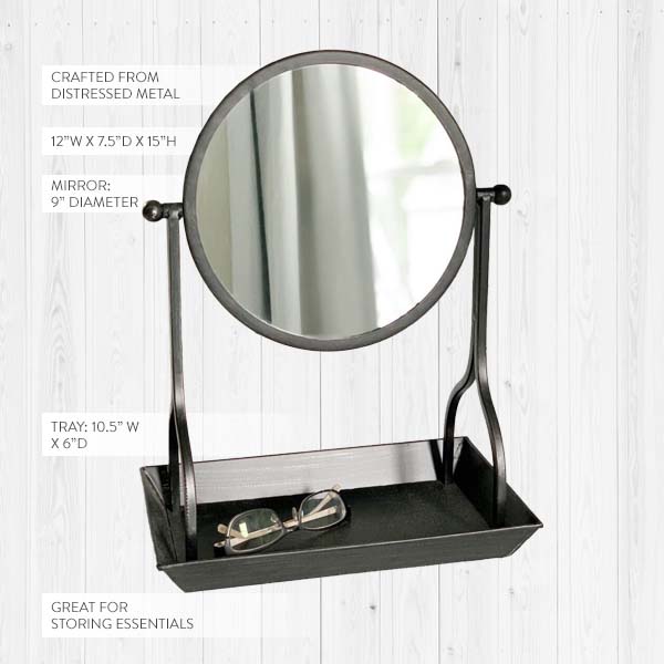 Round Vanity Mirror With Tray