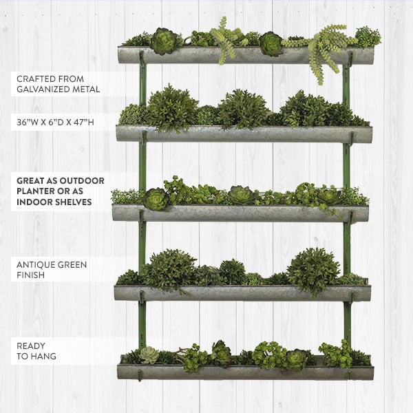 Five Tier Galvanized Wall Shelf