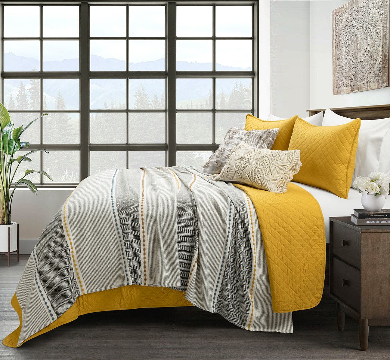 Ava Diamond Oversized Cotton Quilt Set-Tolkye