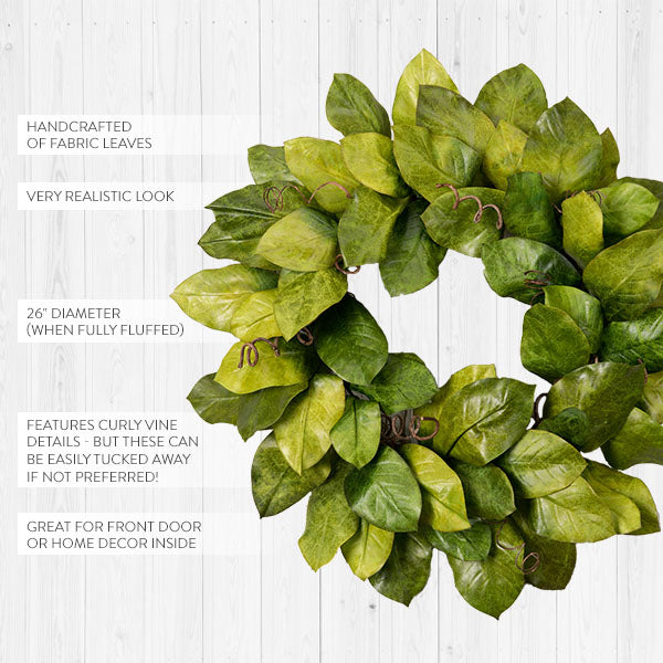 26 Inch Faux Magnolia Wreath