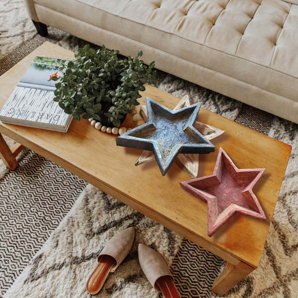 Patriotic Distressed Wooden Star Bowls, Set of 3