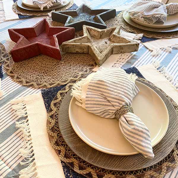 Patriotic Distressed Wooden Star Bowls, Set of 3