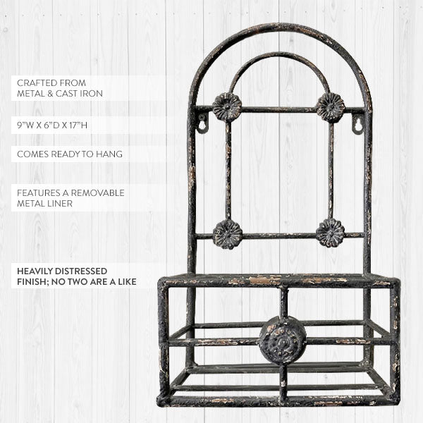 Antique Finish Trellis Wall  Planter