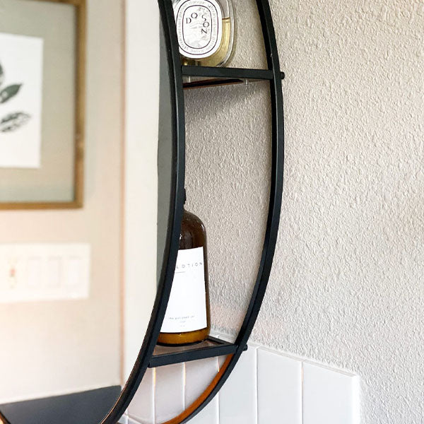 Round Storage Mirror | Modern Farmhouse