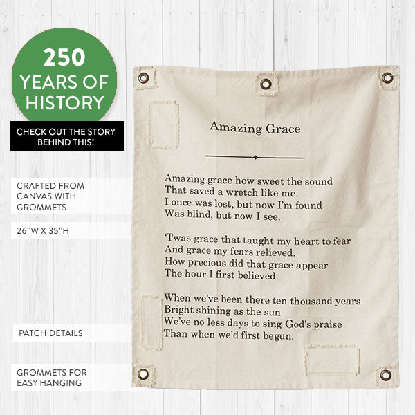 35 Inch LARGE Handsewn Feedsack Amazing Grace Wall Art