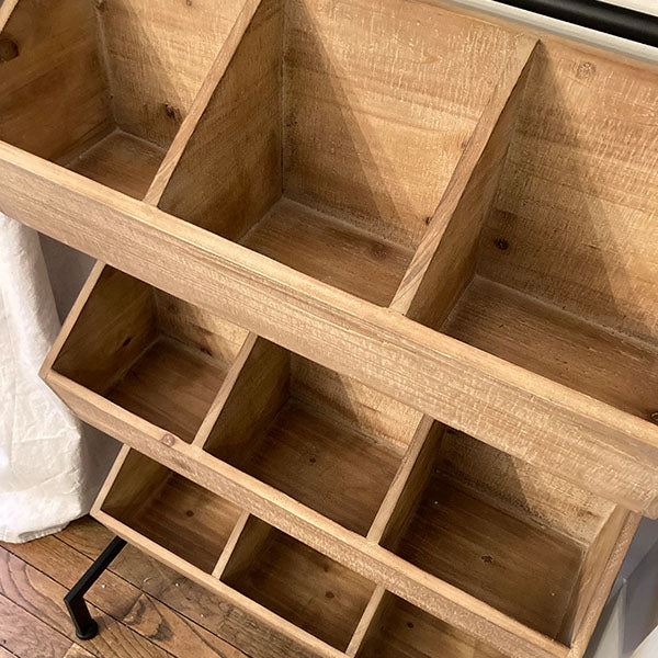 Contemporary Storage Cabinet with Wood Cubbies