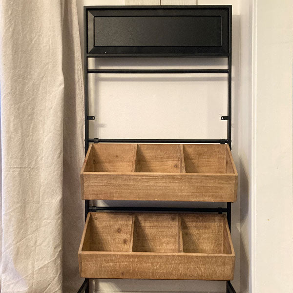 Contemporary Storage Cabinet with Wood Cubbies
